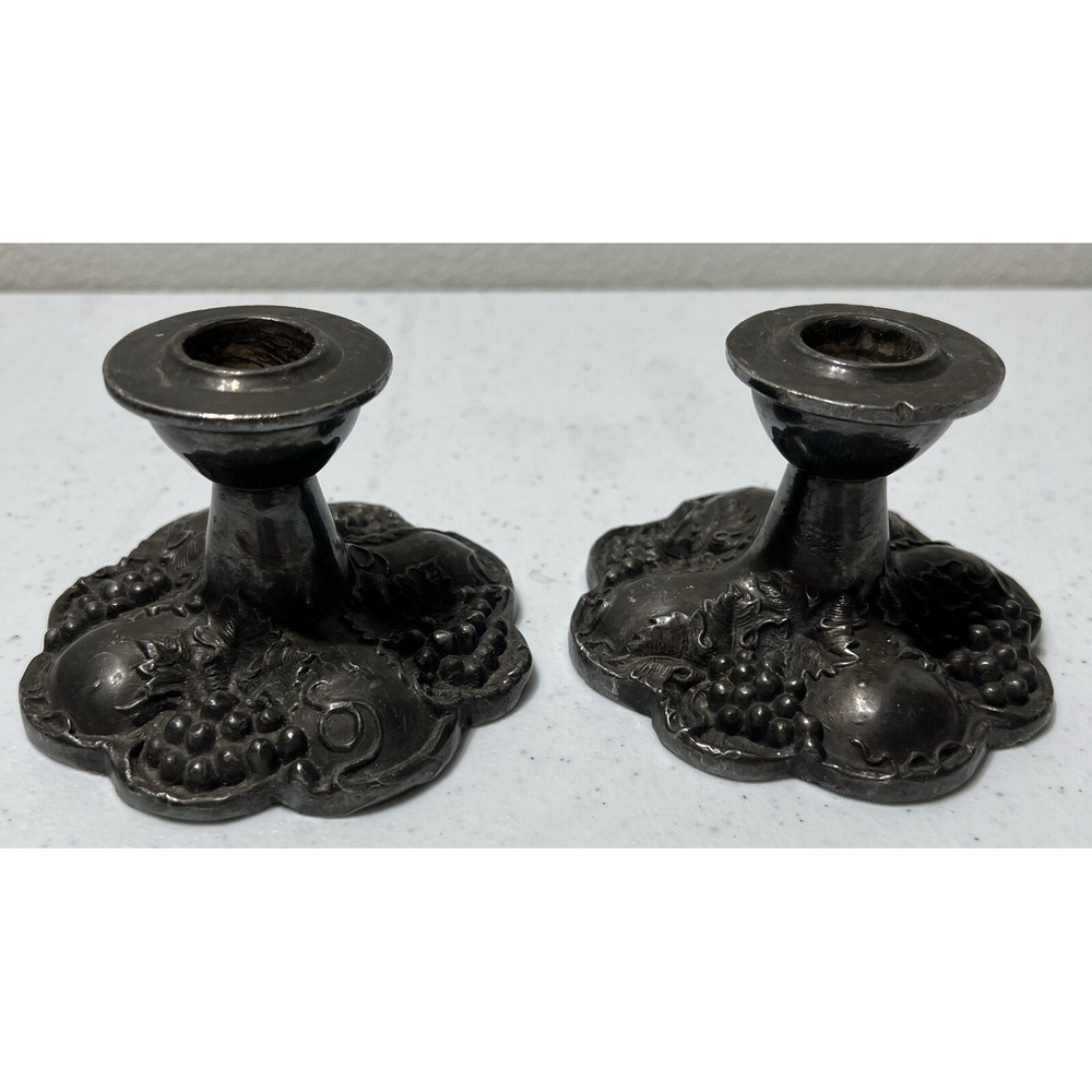 Tapered Candle Holders 2.5"Vintage Candle‎ Sticks Pair Marked Viking EP Lead 804